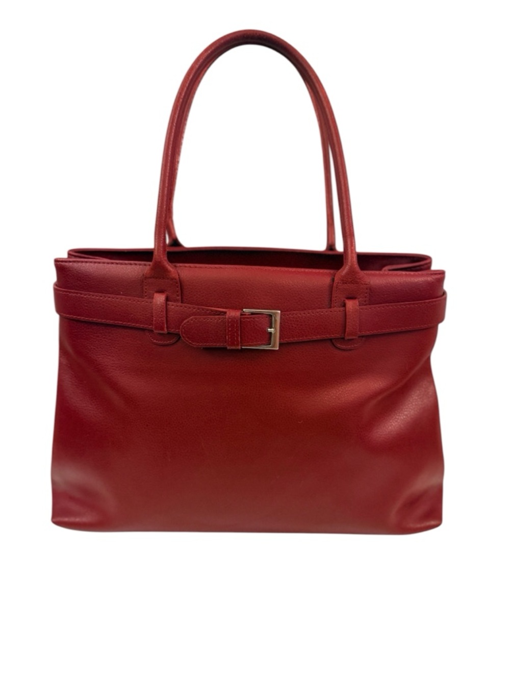 Tiffany & Fred Paris Leather Tote Red Vintage Made in France Birkin Style